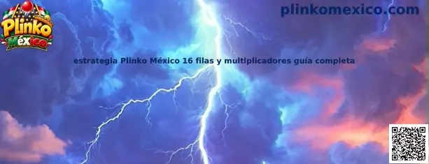 Ilustración de la estrategia de Plinko México con tablero de 16 filas, casillas inferiores y multiplicadores